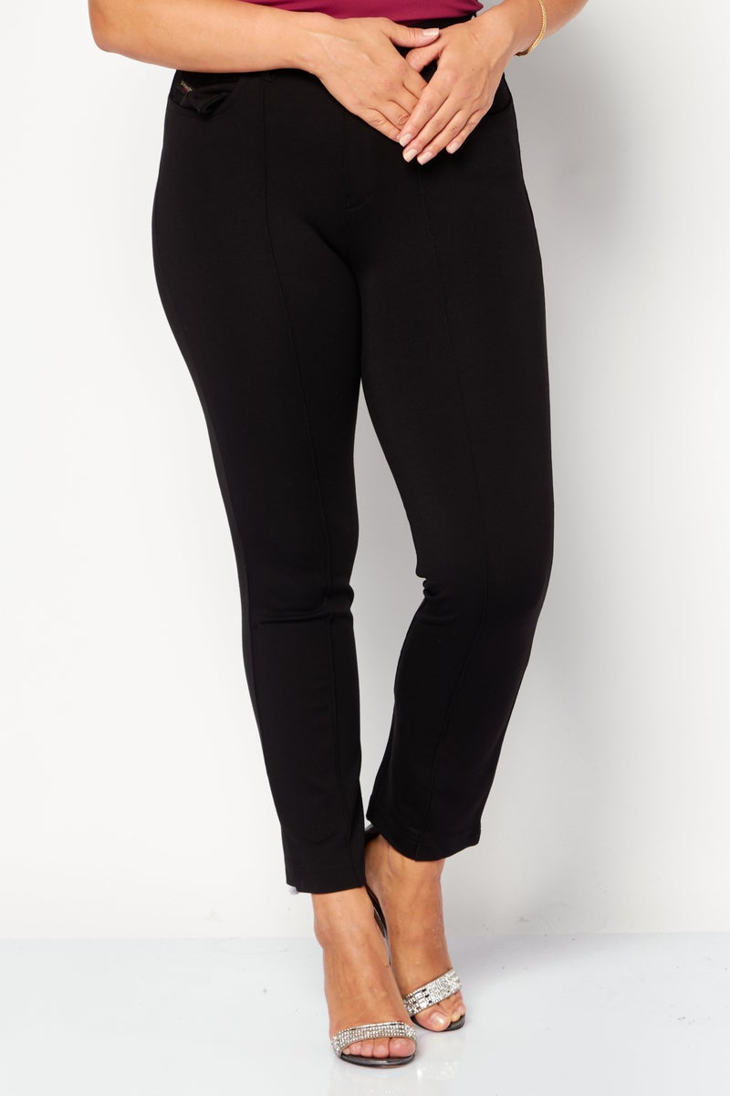 Women P-CUPERY Straight Leg Plain Pants, Black