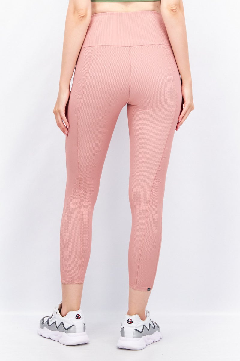 Women Textured Leggings, Mauve Pink