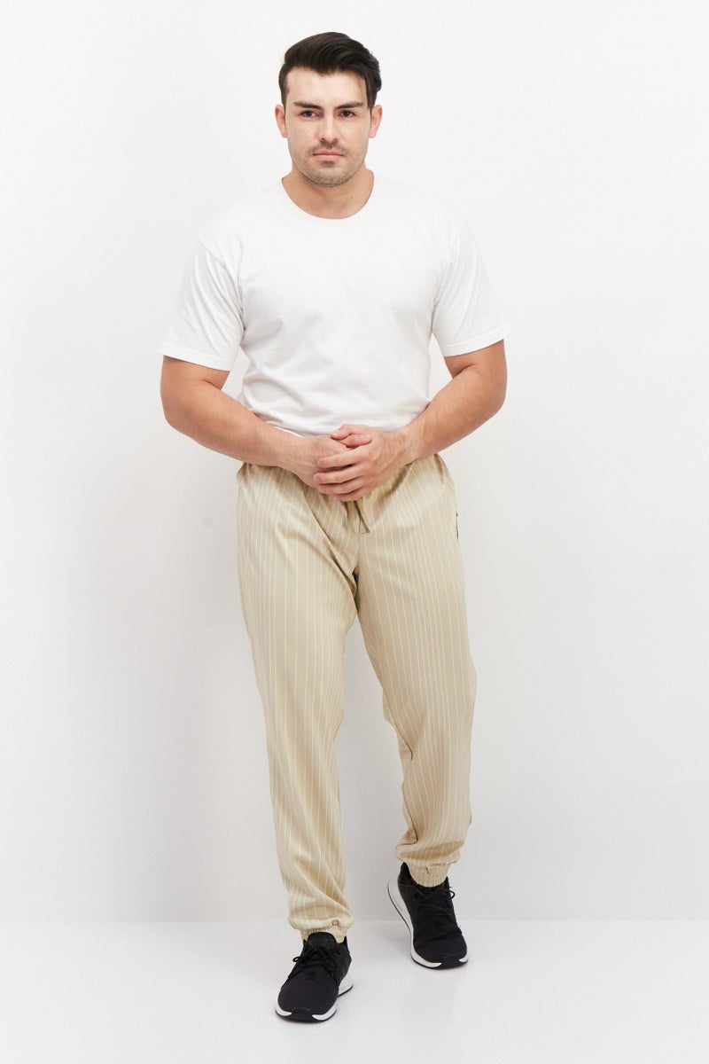 Men Sportswear Fit Brand Logo Training Sweatpant, Beige