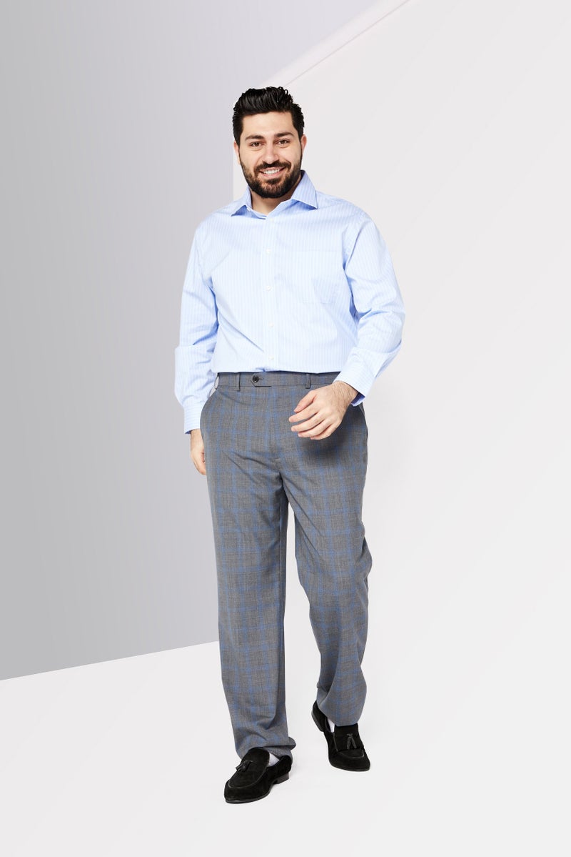 Men Regular Fit Plaid Chino Pants, Navy