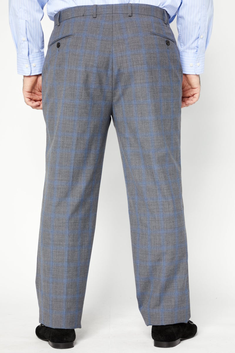 Men Regular Fit Plaid Chino Pants, Navy