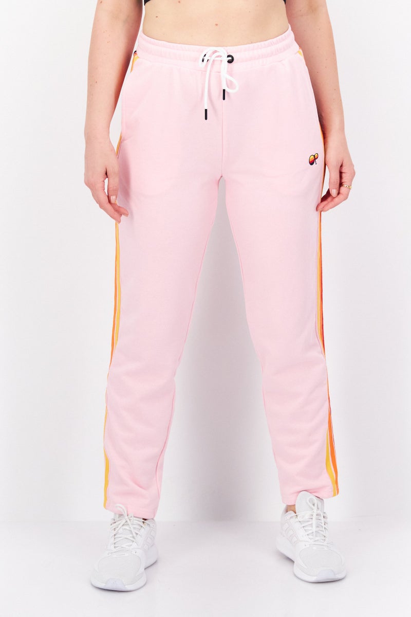 Women Drawstring Embroidered Logo Sweatpants, Pink