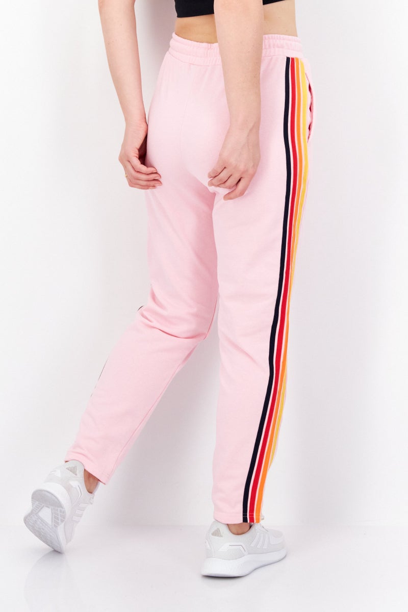 Women Drawstring Embroidered Logo Sweatpants, Pink