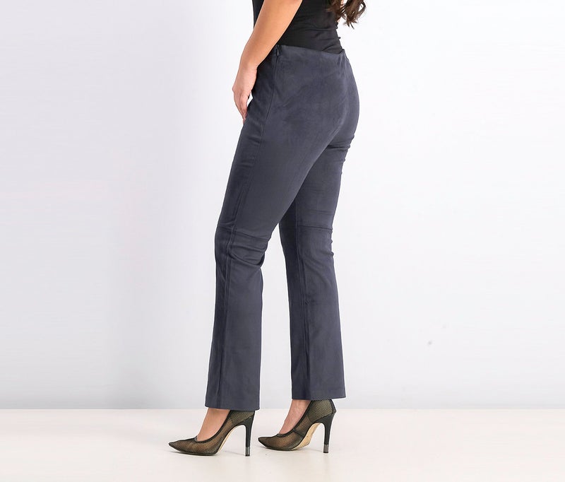 Women Faux Suede Pants, Navy