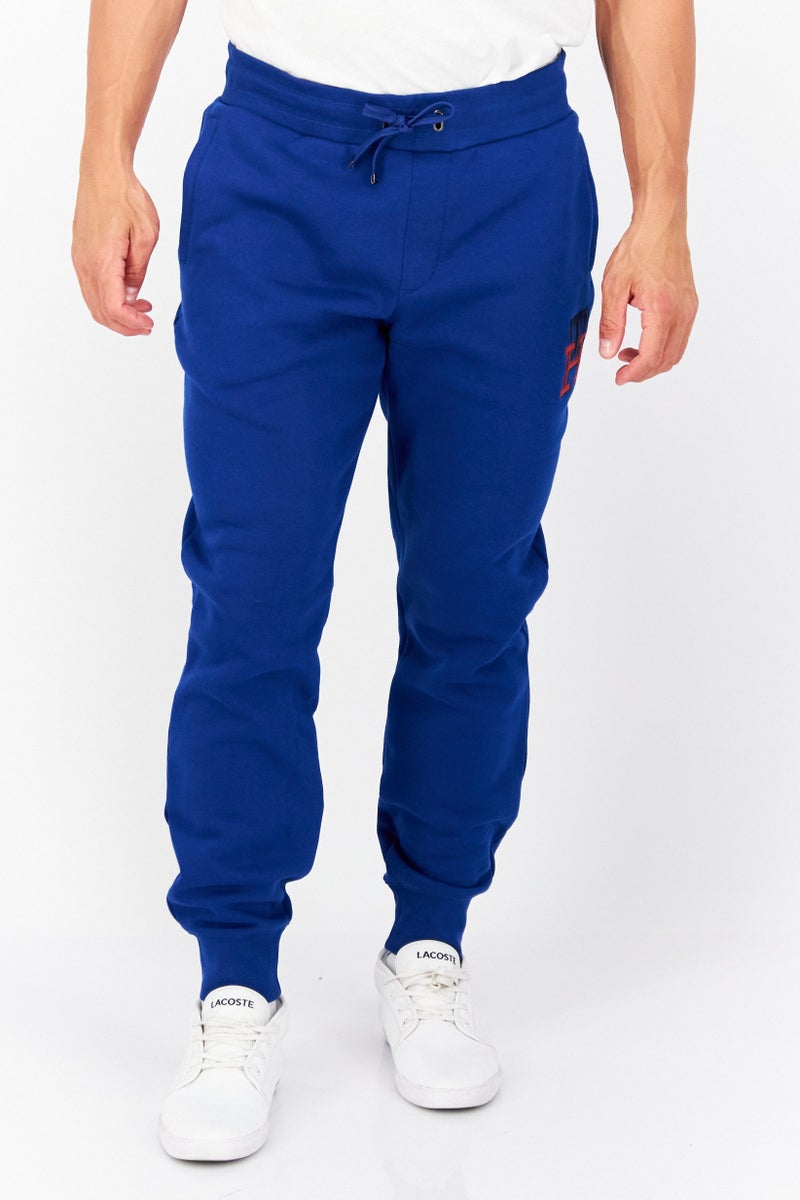 Men Drawstring Brand Logo Sweatpants, Blue