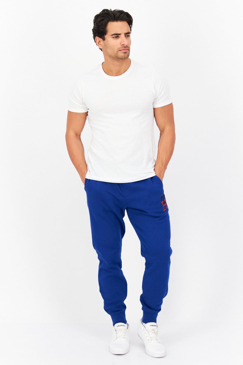 Men Drawstring Brand Logo Sweatpants, Blue