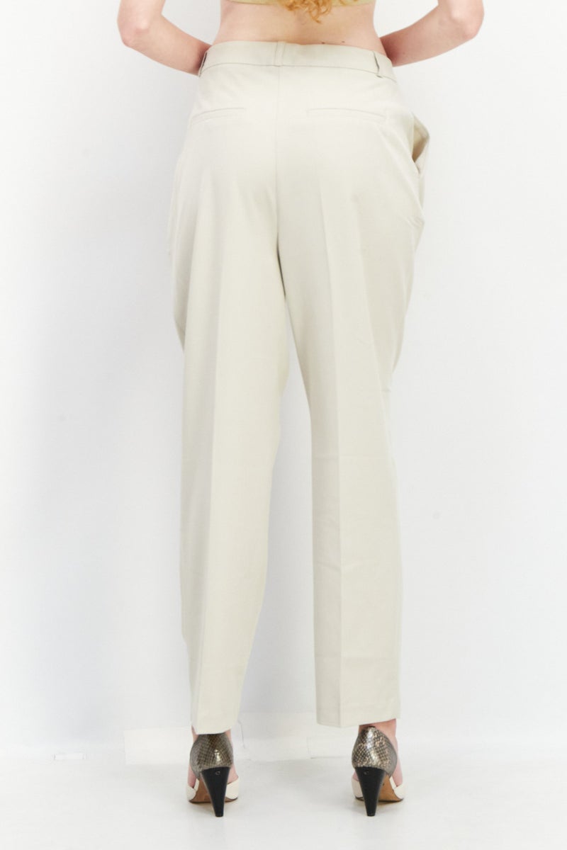 Women Regular Fit Plain Cropped Pants, Sand Stone