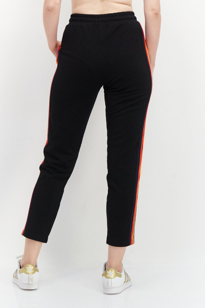 Women Drawstring Embroidered Logo Sweatpants, Black