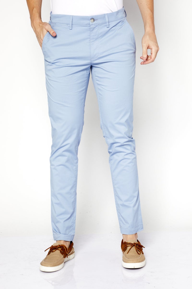 Men Slim Fit Solid Stretchable Chino 32 Length, Light Blue