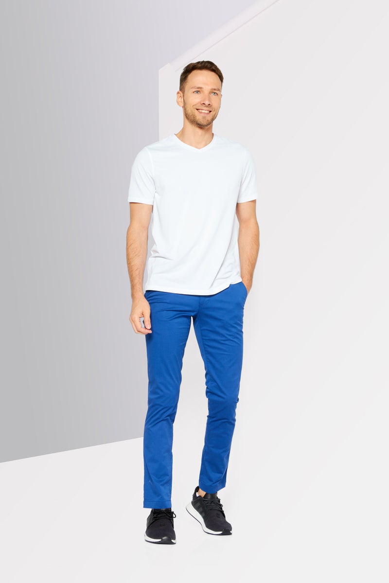 Men Slim Fit Solid Stretchable Chino 32 Length, Blue