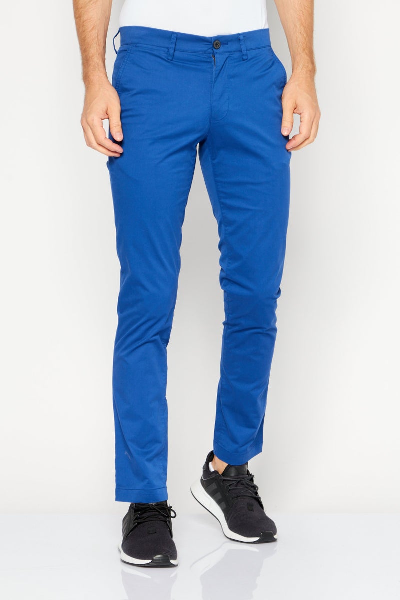 Men Slim Fit Solid Stretchable Chino 32 Length, Blue