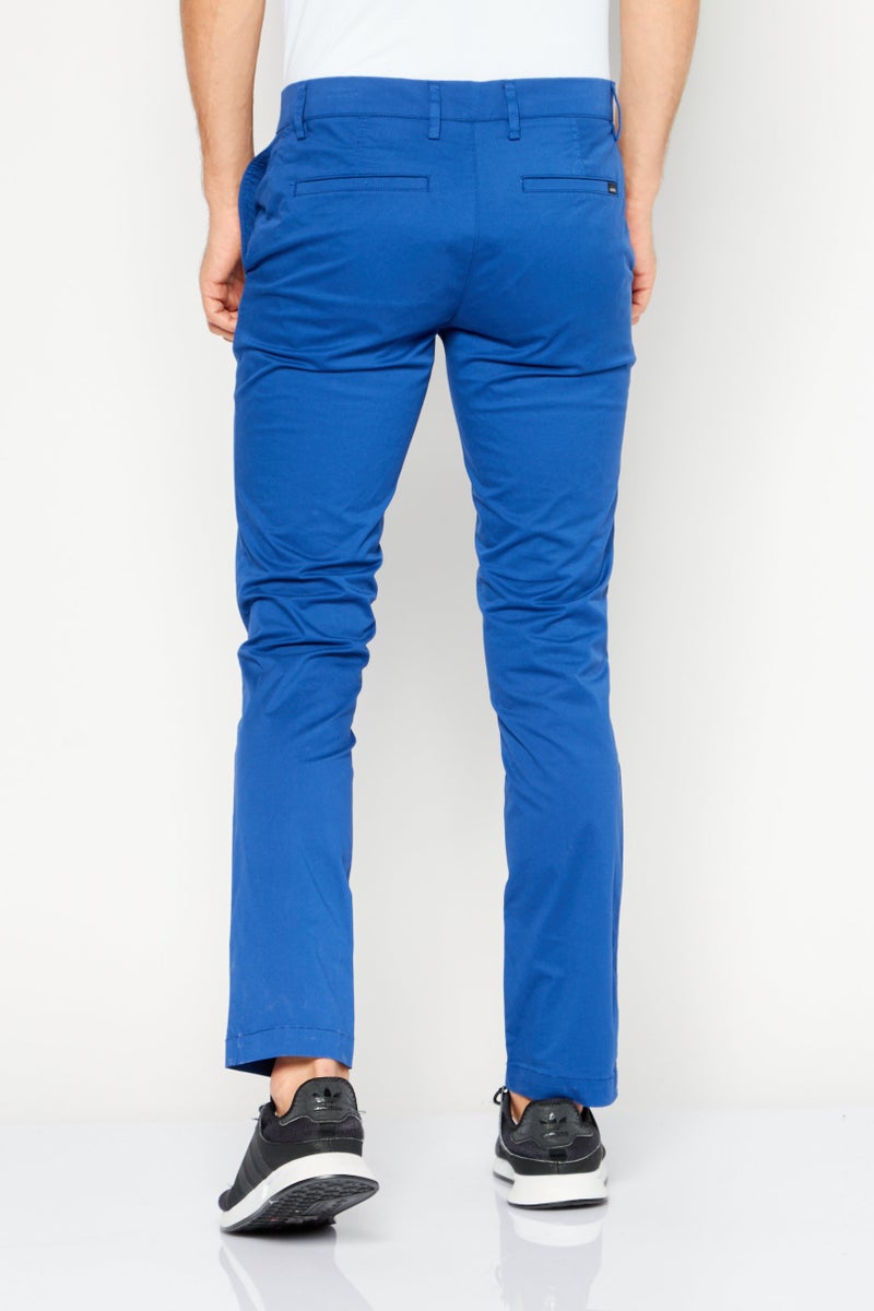 Men Slim Fit Solid Stretchable Chino 32 Length, Blue