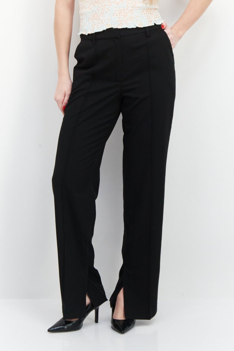 Women Regular Fit Solid Pant, Black