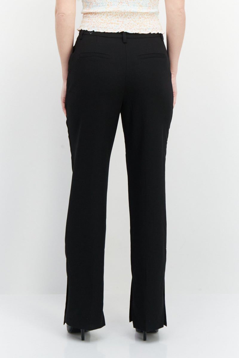 Women Regular Fit Solid Pant, Black