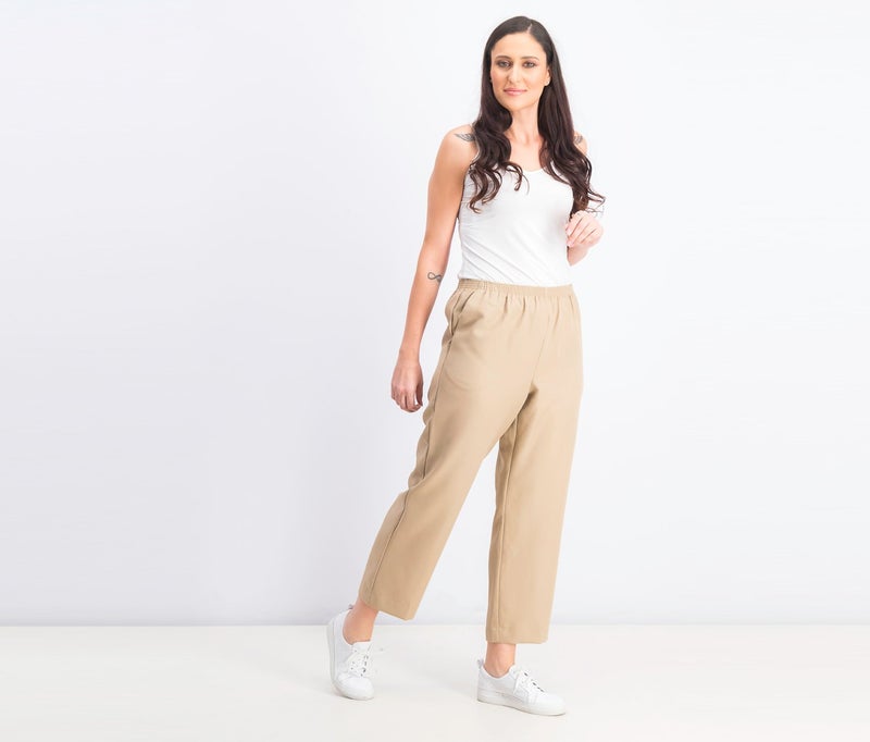 Women Classic Poly Pants, Tan