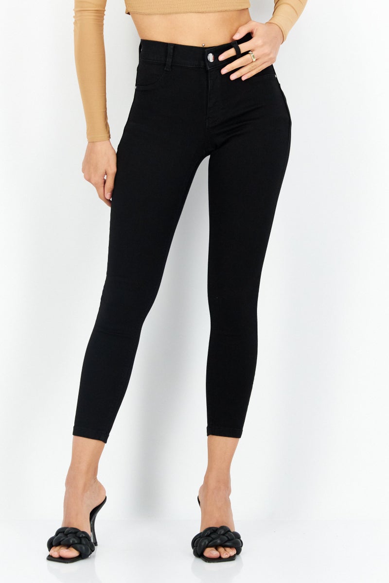 Women Petite Skinny Fit Dark Stretchable Denim, Black