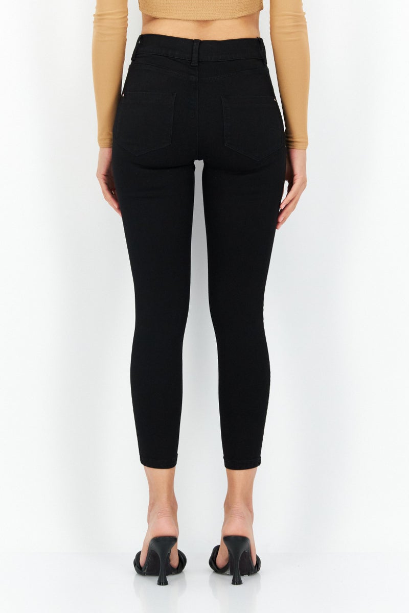 Women Petite Skinny Fit Dark Stretchable Denim, Black