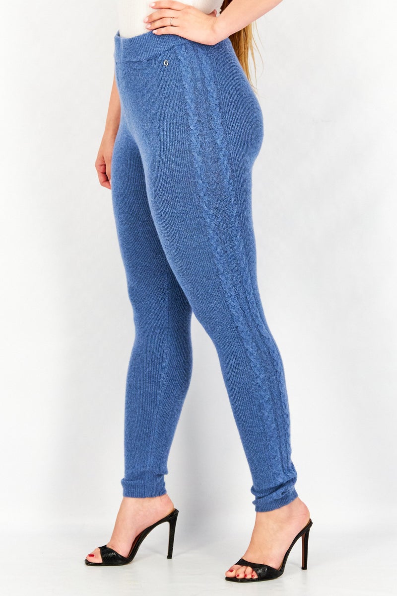 Women Regular Fit Knit Sweater Pants, Navy