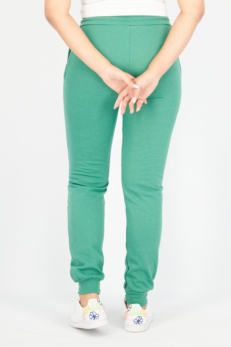 Women Regular Fit Printed Jogger Pants, Green