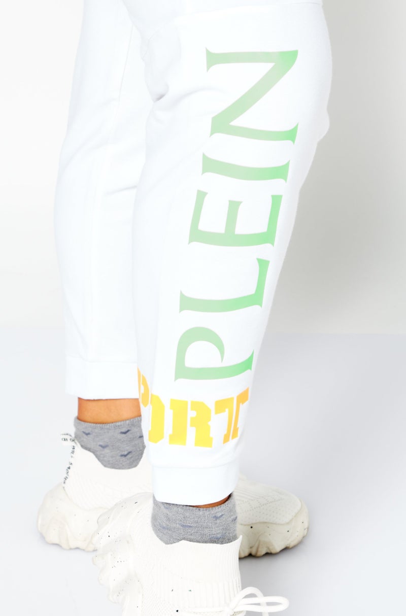 Women Sportswear Fit Brand Logo Training Pants, White Combo
