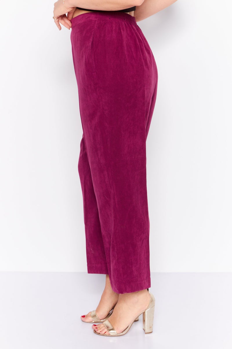 Women Regular Fit Solid Wide Leg Pant, Purple