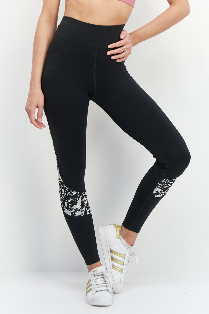 Women Sportswear Fit Long Brand Logo Leggings, Black