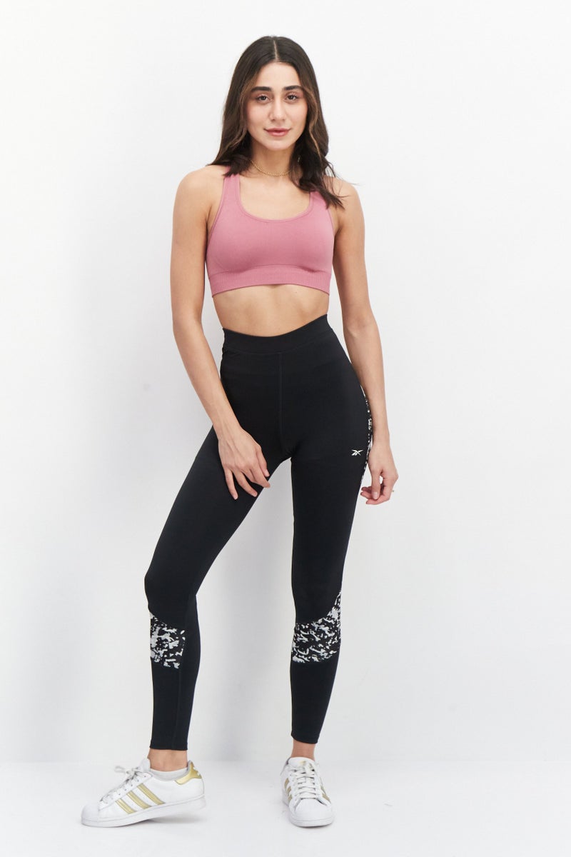 Women Sportswear Fit Long Brand Logo Leggings, Black