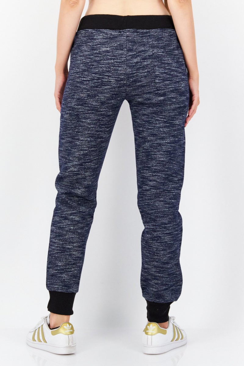 Women Regular Fit Drawstring Graphic Print Jogger Pants, Navy Combo