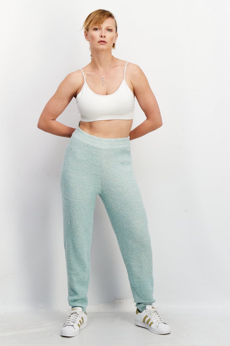Women Regular Fit High Rise Wide Leg Trouser, Mint Green