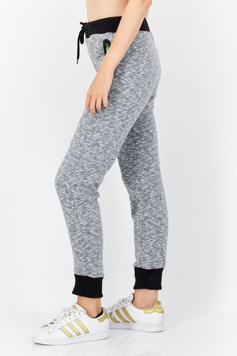 Women Straight Leg Graphic Printed Jogger Pants, Grey