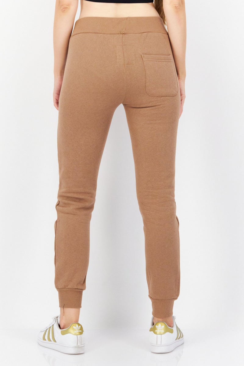 Women Drawstring Brand Logo Jogger Pants, Taupe