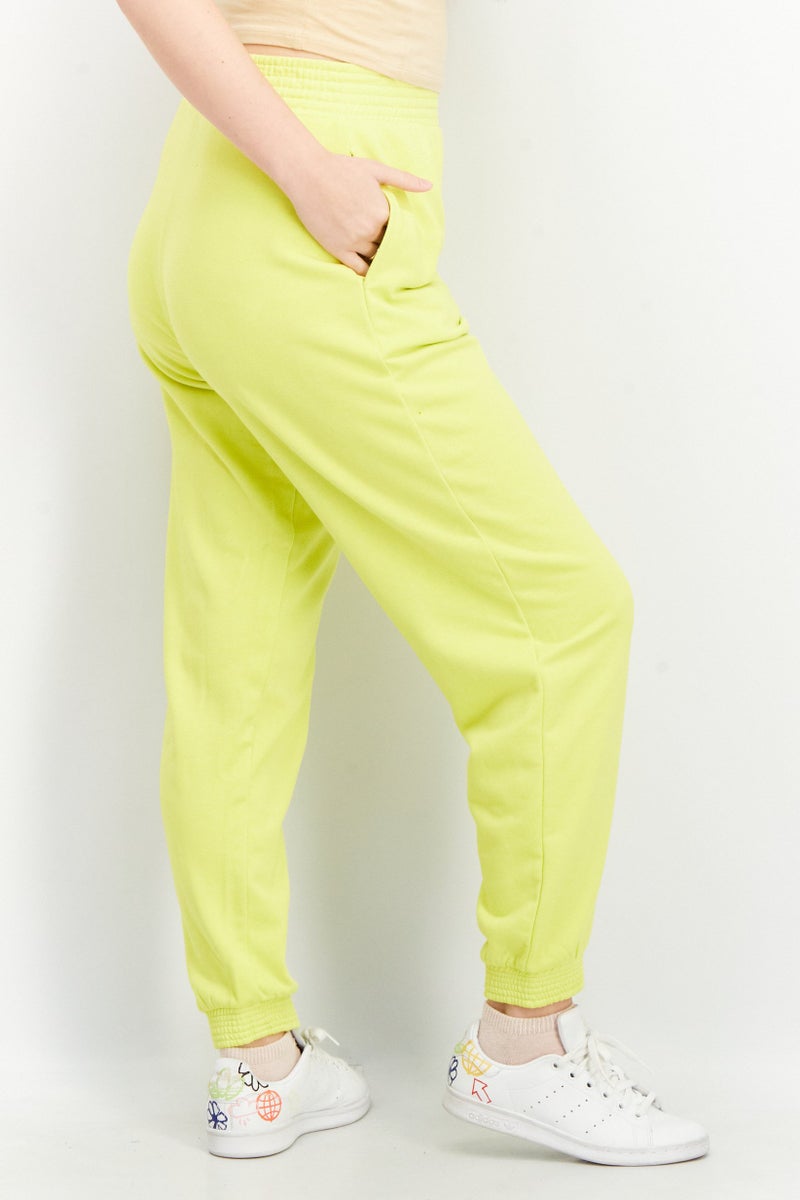 Women Pull On Solid Jogger Pants, Lime Green