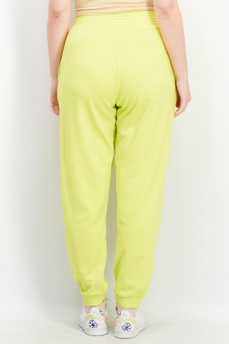 Women Pull On Solid Jogger Pants, Lime Green