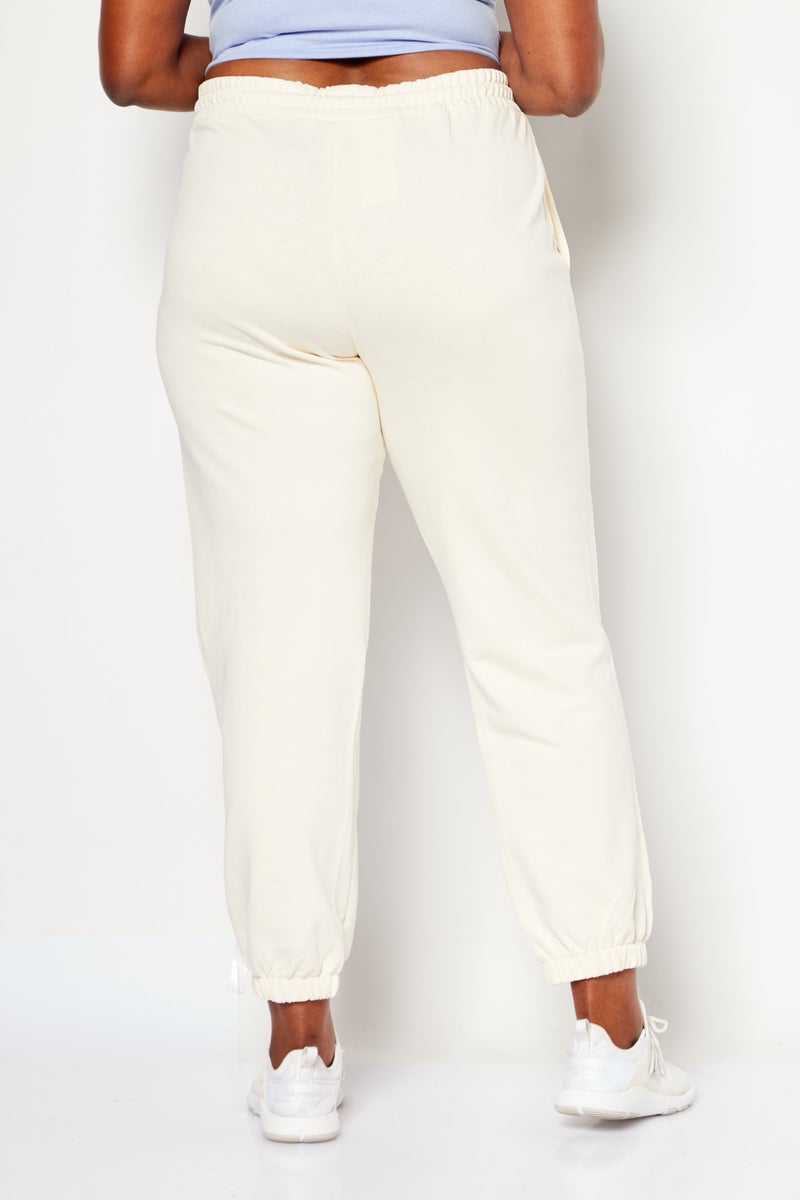 Women Oversized Drawstring Outdoor Sweatpants, Off White