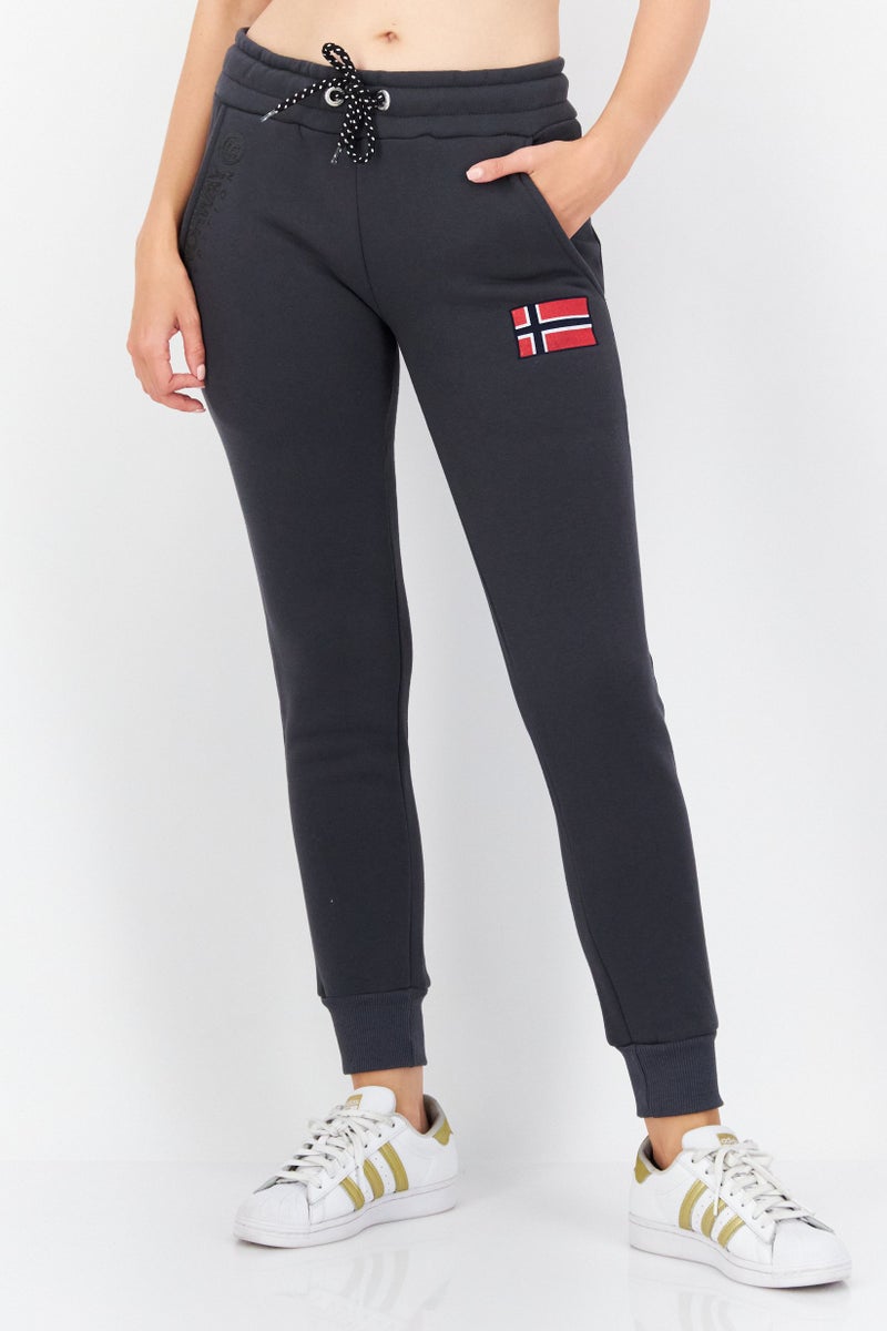 Women Drawstring Graphic Print Jogger Pant, Grey