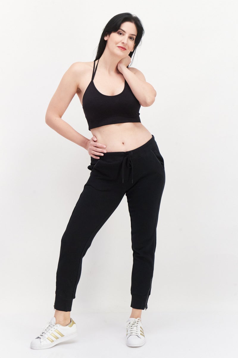 Women Sportswear Fit Running Sweatpants, Black