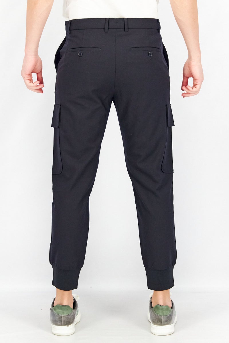 Men Luke Fit Solid Cargo Pocket Pants, Navy