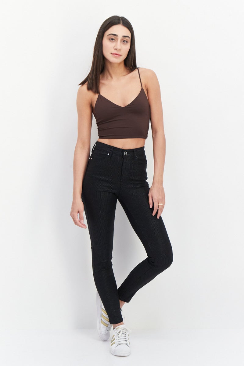 Women Slim Fit Skinny Shimmer Jeans Pants, Black