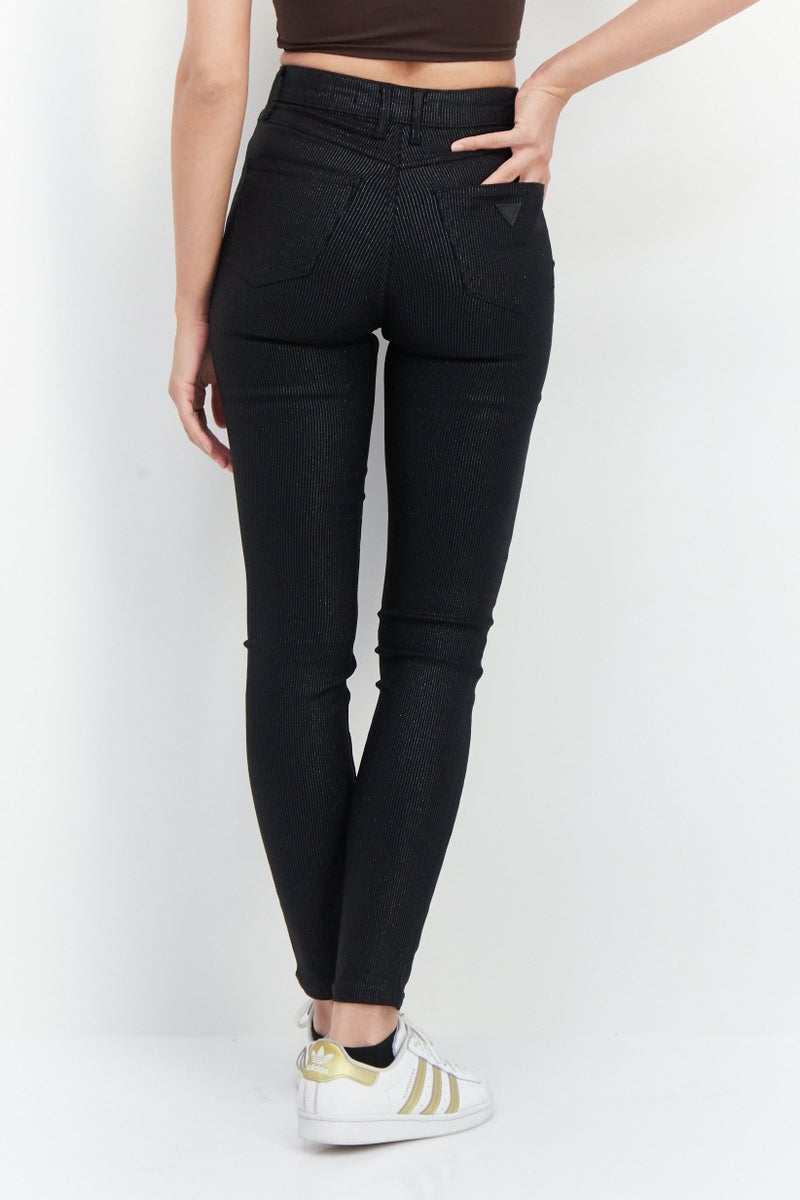 Women Slim Fit Skinny Shimmer Jeans Pants, Black
