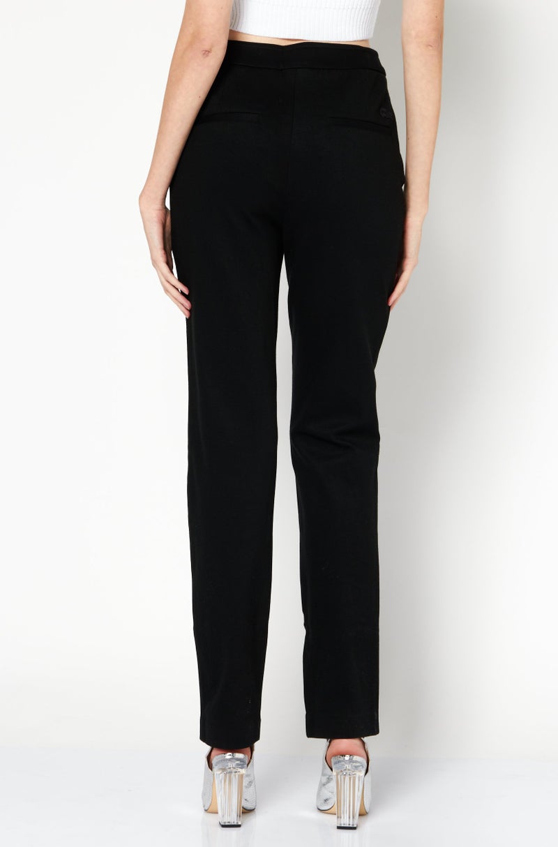 Women Regular Fit Solid Stretchable Trouser, Black