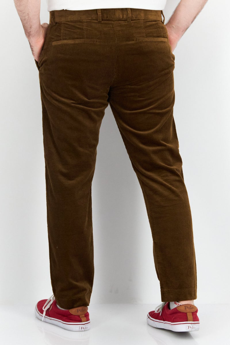 Men Slim Fit Textured Corduroy Pants, Brown