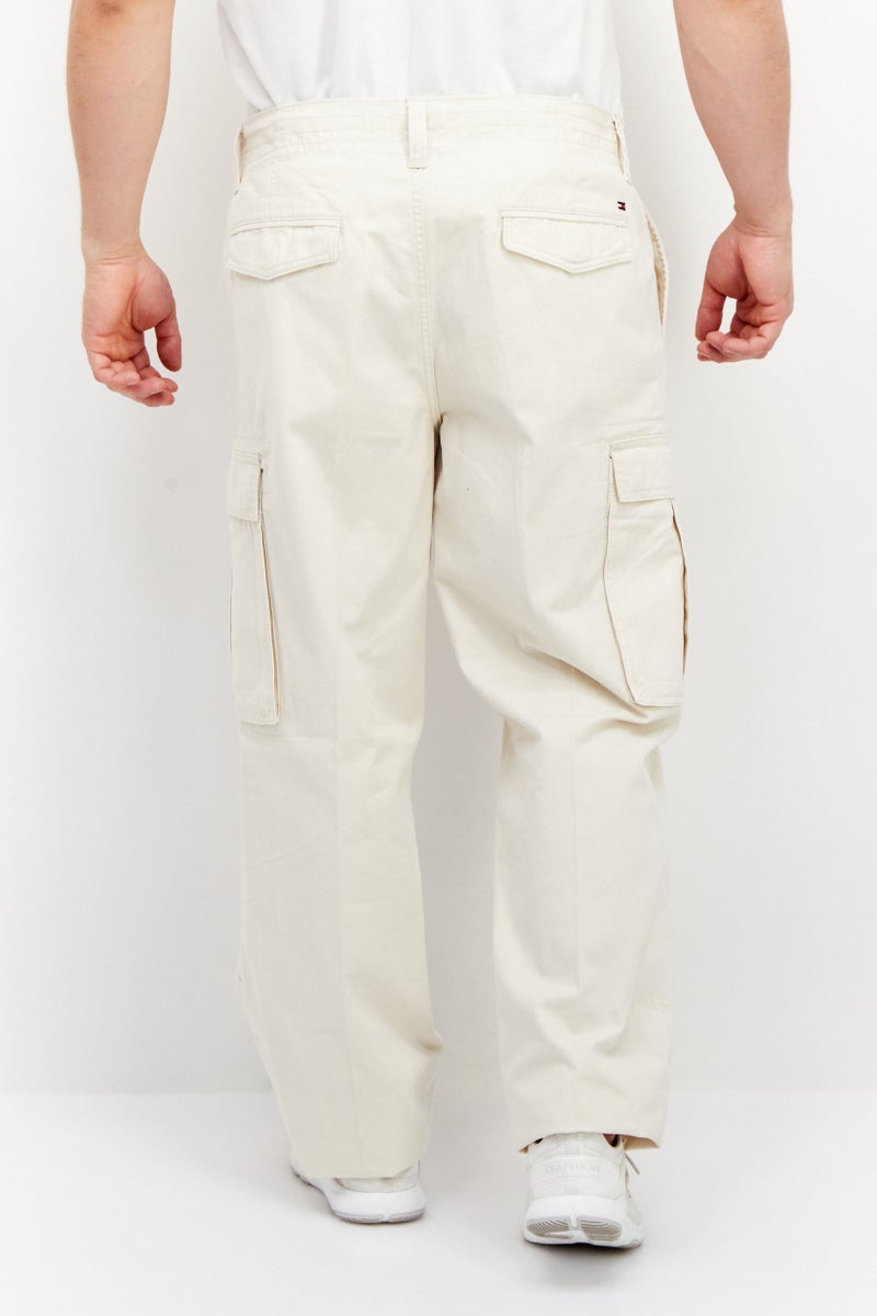 Men Regular Fit Solid Cargo Pant, Beige