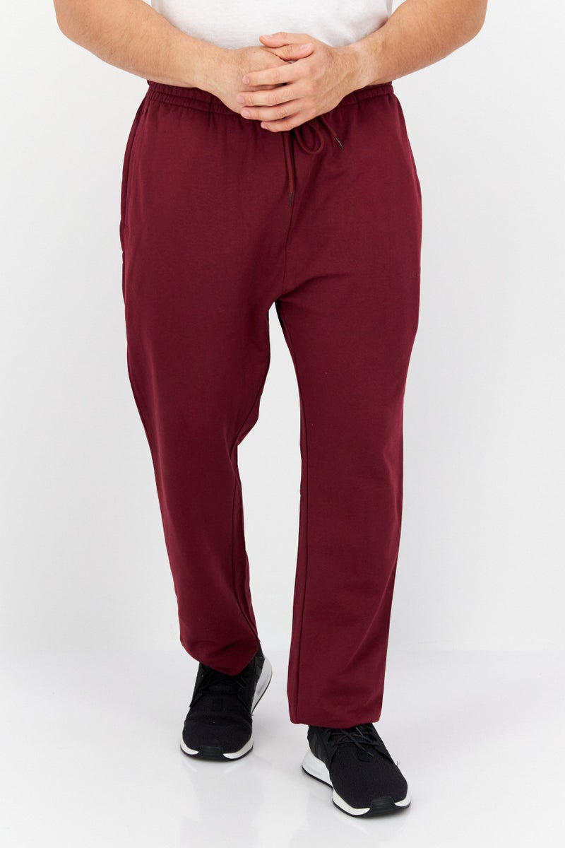 Men Brand Logo Drawstring Sweatpants, Maroon