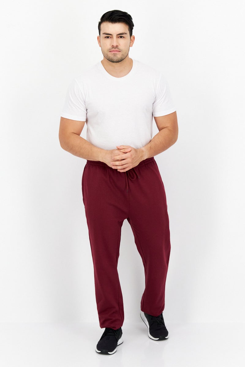 Men Brand Logo Drawstring Sweatpants, Maroon