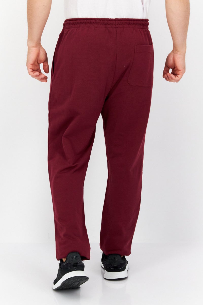 Men Brand Logo Drawstring Sweatpants, Maroon