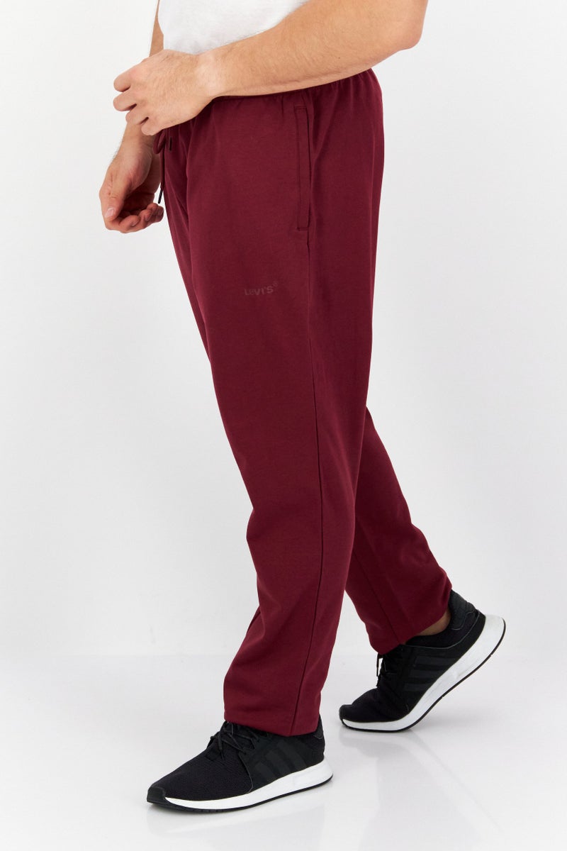 Men Brand Logo Drawstring Sweatpants, Maroon