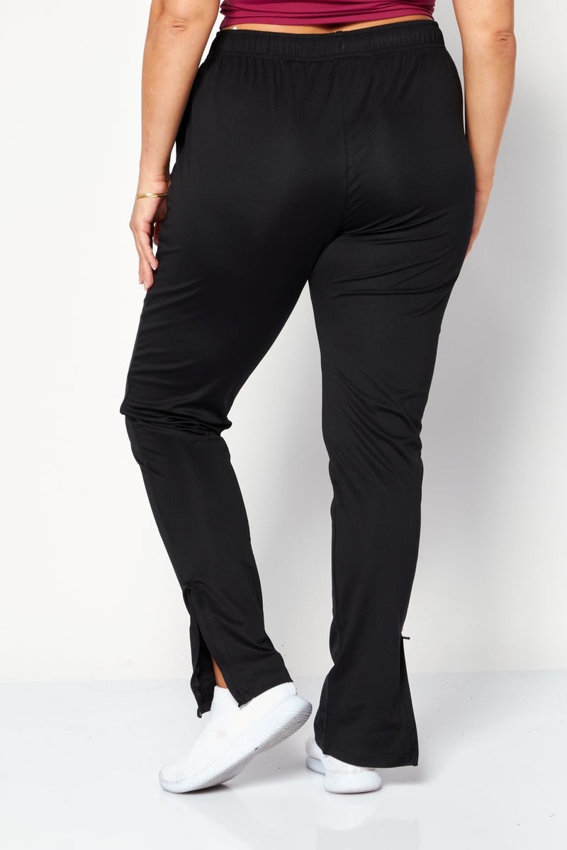 Women Slim Fit Drawstring Brand Logo Bootcut Pants, Black