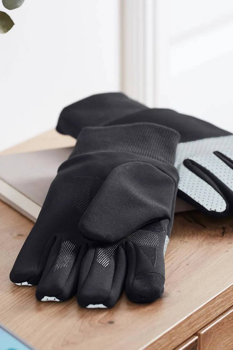 Men Windproof With Reflective Insert Gloves, Black