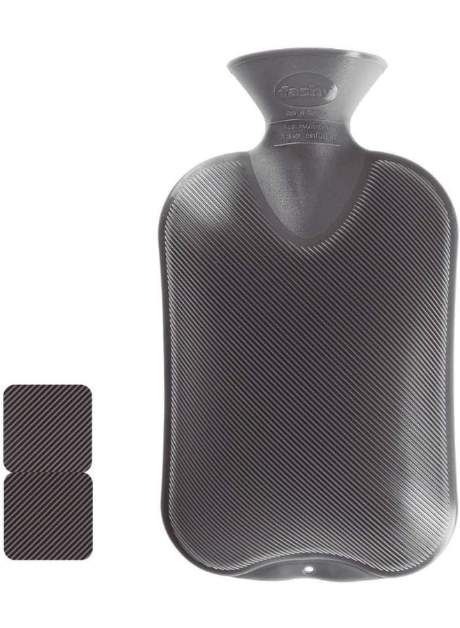 2 L Anthracite Double Ribbed Hot Water Bottle