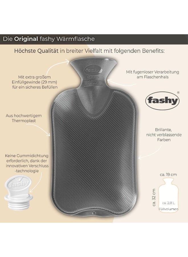 2 L Anthracite Double Ribbed Hot Water Bottle